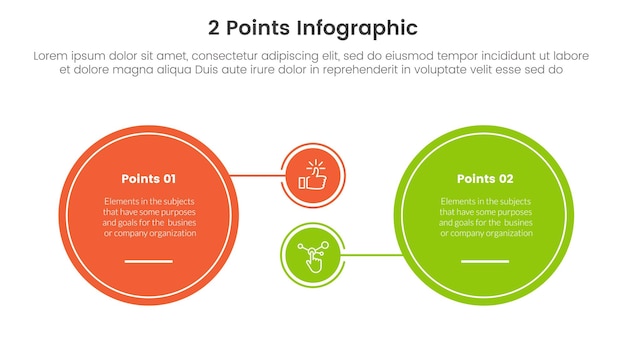 Versus or compare and comparison concept for infographic template banner with big circle and small linked with two point list information vector