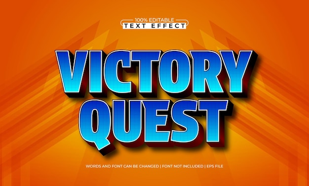 victory quest editable text effect with a kids and play text style