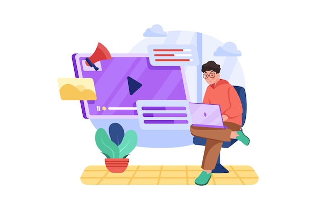 Video Marketing Illustration concept on white background