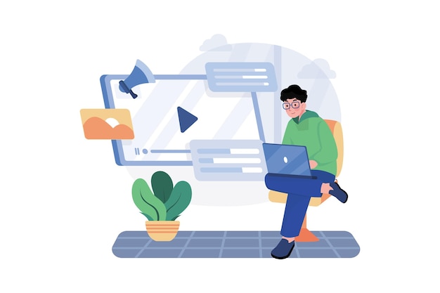 Video Marketing Illustration concept on white background
