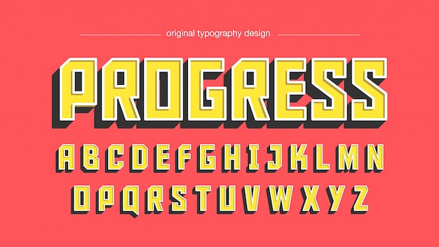 vintage bold squared uppercase yellow typography
