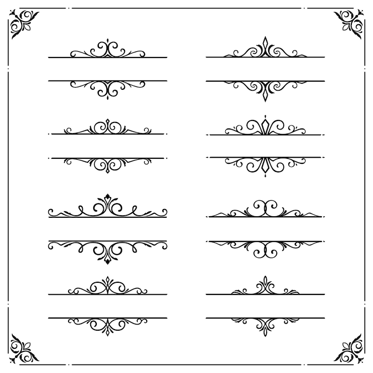 Vector vintage borders and frames with vector flourishes