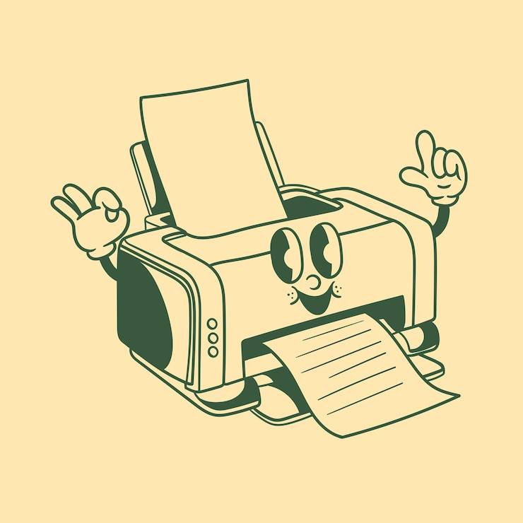 Vector vintage character design from printer