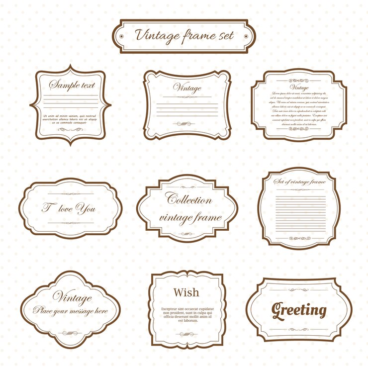 Vector vintage frame set on pattern retro background