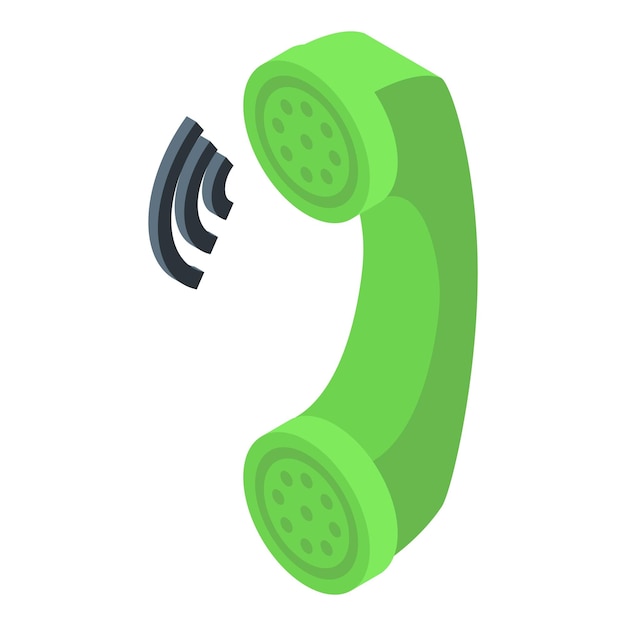 Vintage green telephone receiver isometric illustration