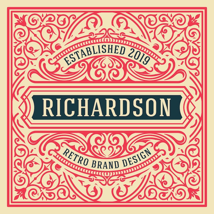 Vector vintage logo with floral details