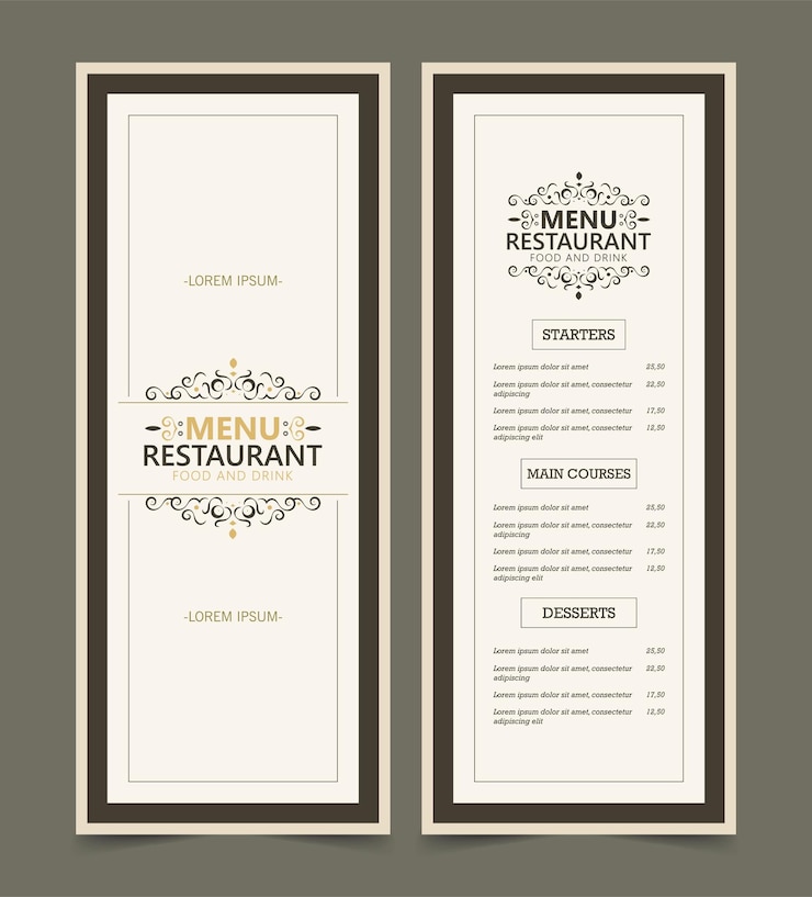 Vector vintage menu layout with ornamental elements