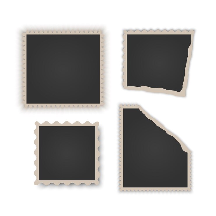 Vector vintage photo frames torn vintage photos old frame
