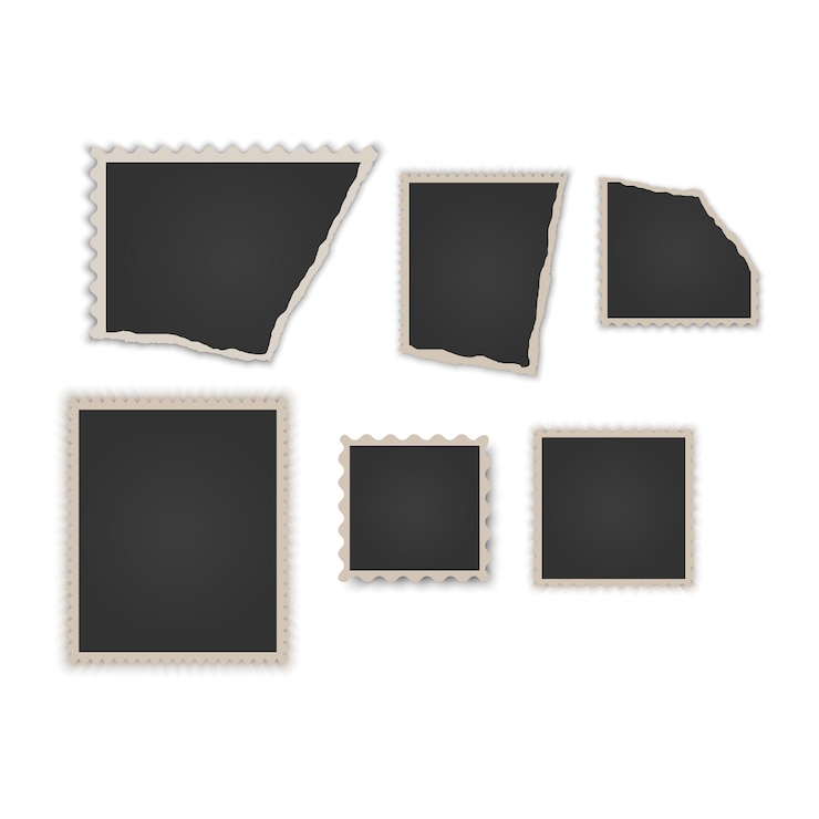 Vector vintage photo frames torn vintage photos old frame