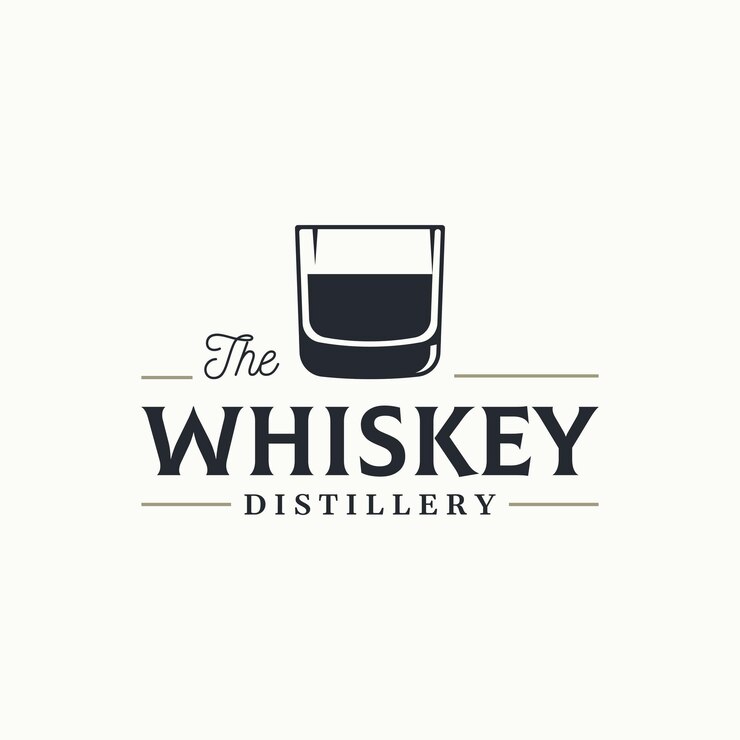 Vintage premium whiskey logotype label with hand lettering for drinks rum pub company