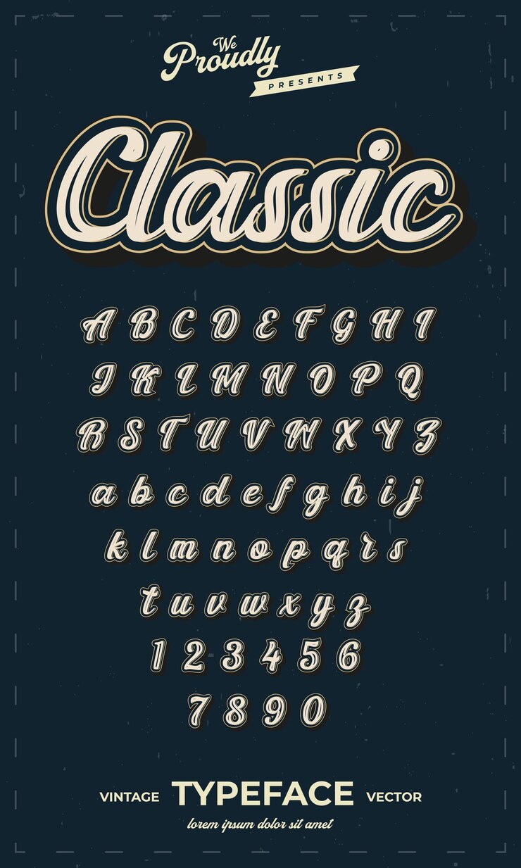 Vector vintage retro alphabet font typography typeface