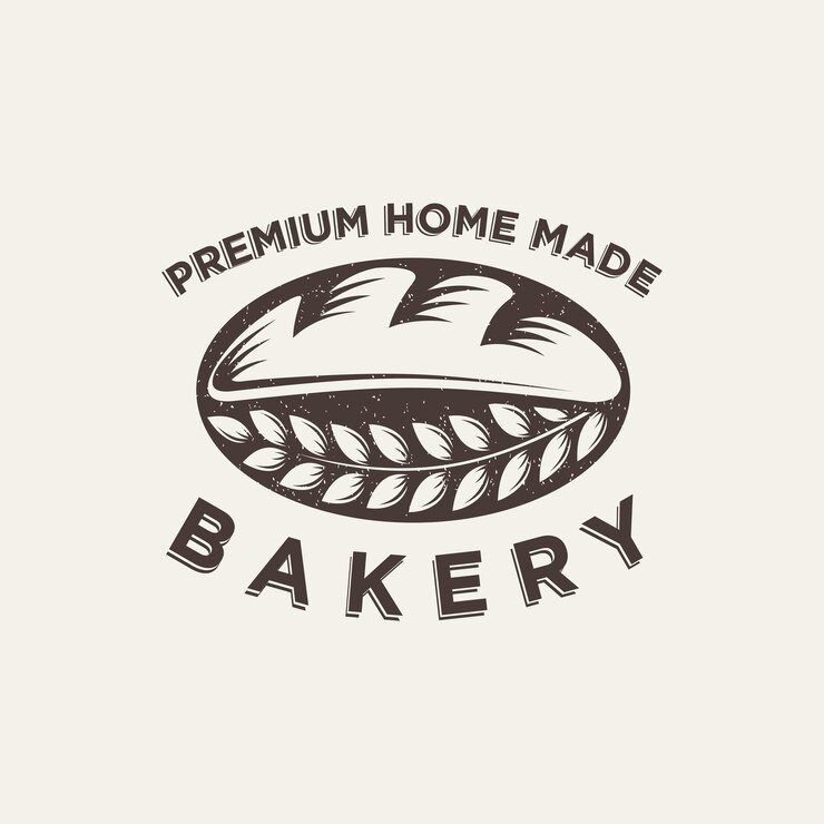 Vintage Retro Bakery Cake Shop Label Vector Logo Stamp Bread logo design