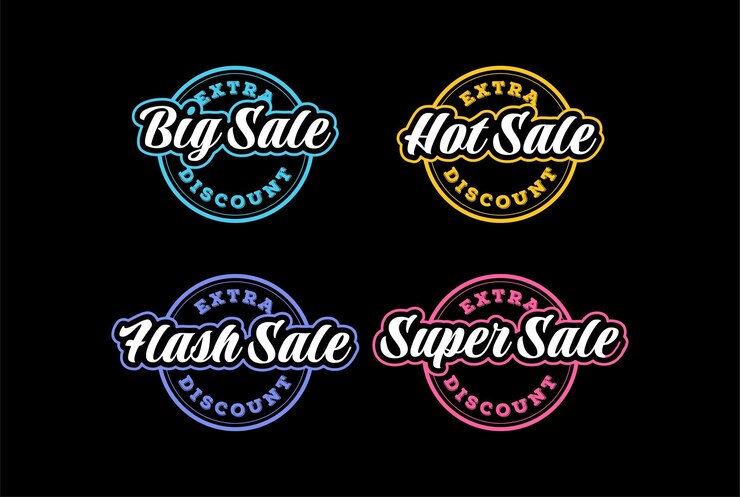 Vector vintage retro big hot super flash sale for supermarket sale discount promo badge emblem label sticker stamp seal logo design