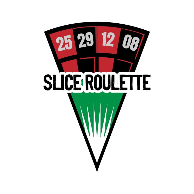 Vector vintage retro roulette casino with slice pizza shape shape illustration