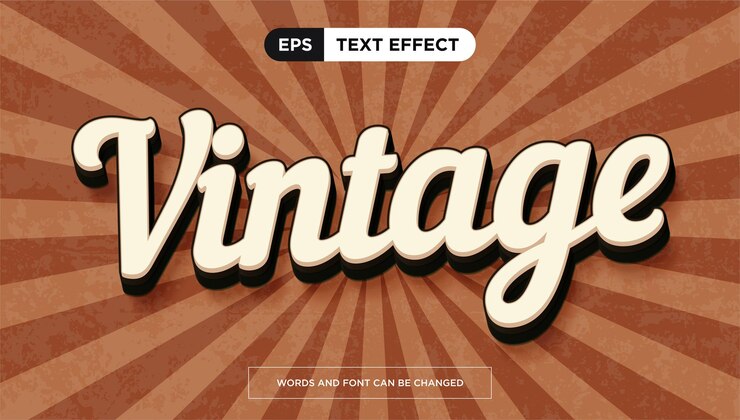 Vintage retro text effect editable