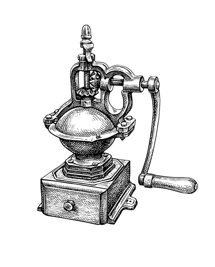 Vector vintage spice grinder ink sketch