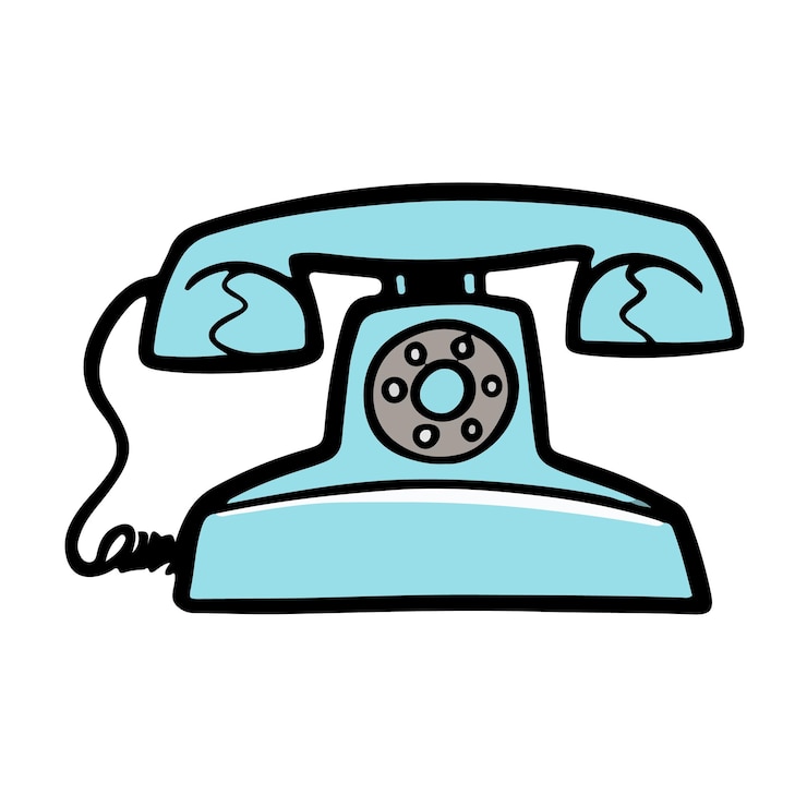 Vector vintage telephone hand drawn vector color illustration