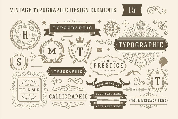 Vector vintage typographic design elements set vector illustration
