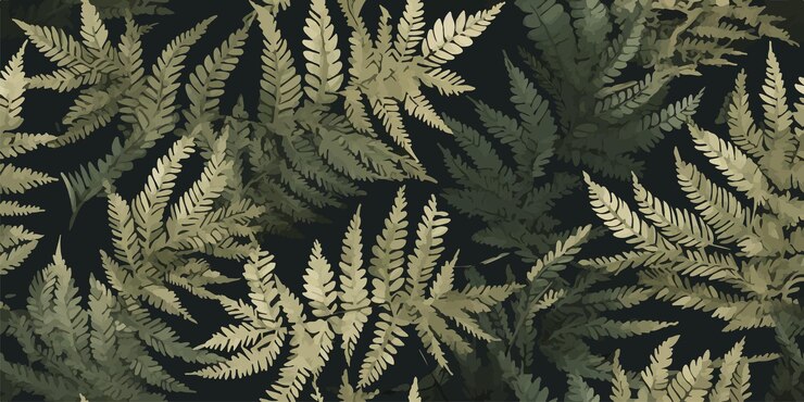 Vintage vector abstract flowers print of fern leaf for floral background pattern or wedding