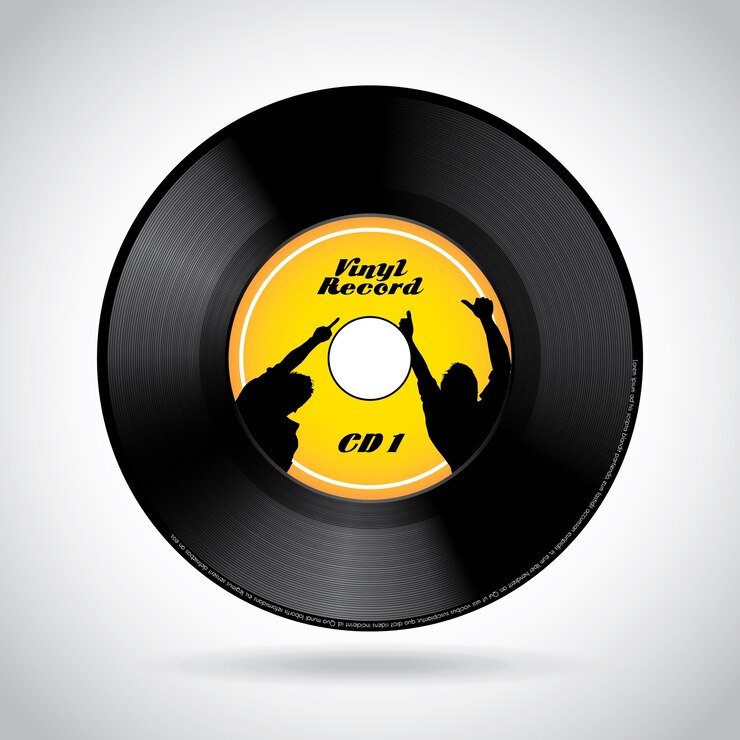 Vector vinyl record icon over gray background vector illustration