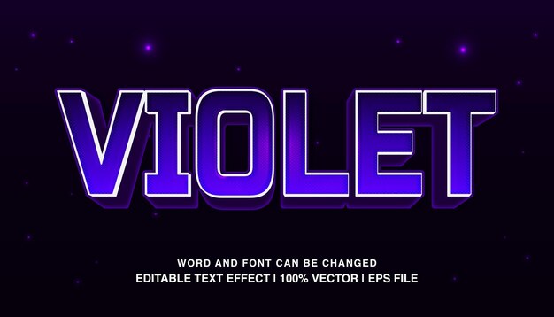 Violet editable text effect template 3d bold purple neon futuristic retro typeface