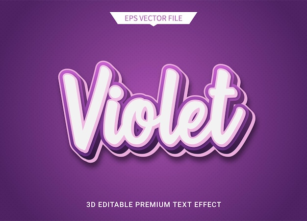 violet purple 3d editable text style effect premium vector
