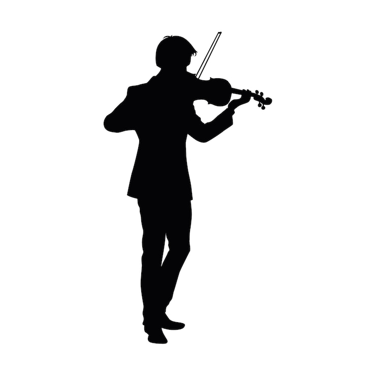 Vector violinist silhouette musician playing violin man and woman playing violin vector silhouette music