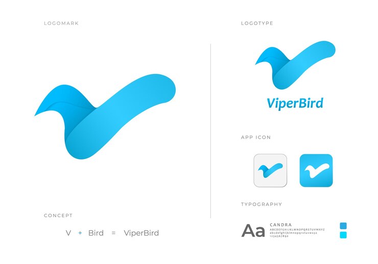 Viper Bird V Letter Logo Design Bird or Airlines Company Logo V Letter Modern Abstract App Icon