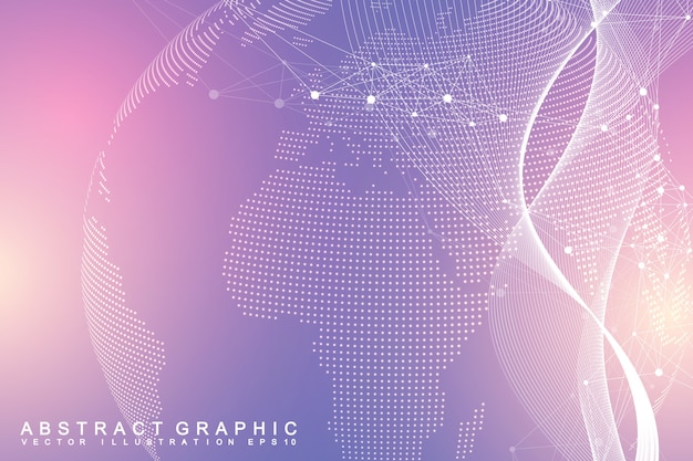 virtual abstract background communication with world globe.