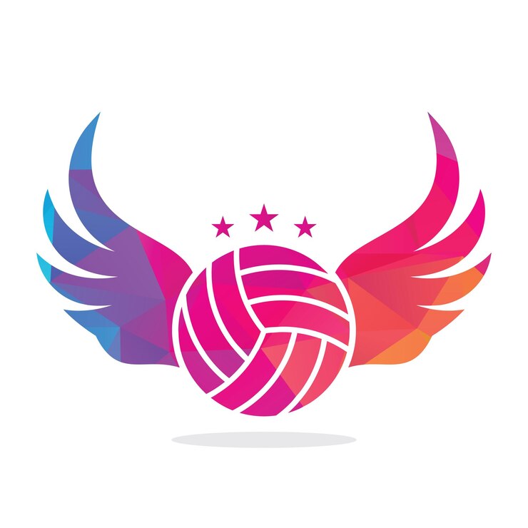 Volleyball and Wings vector illustration Volleyball with wings logo vector Flying Volleyball