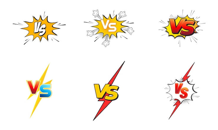 Vector vs icon vs versus letter logo battle vs match