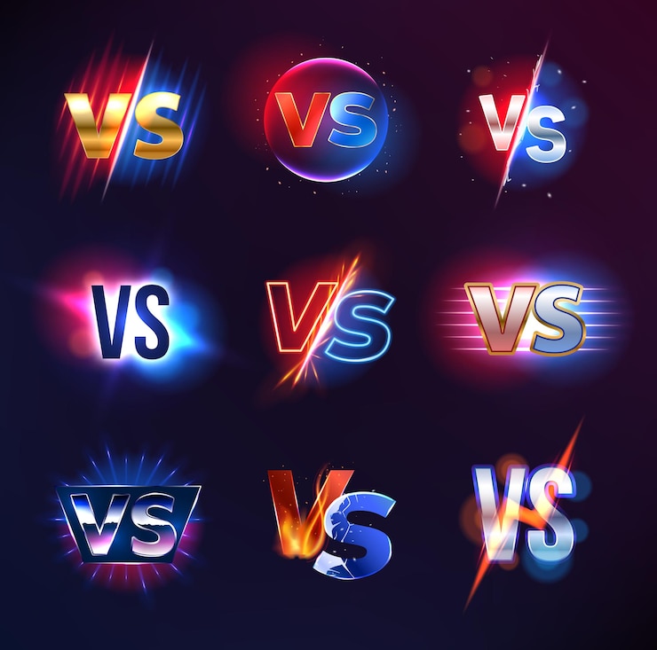 Vector vs text and versus fight and competition symbols