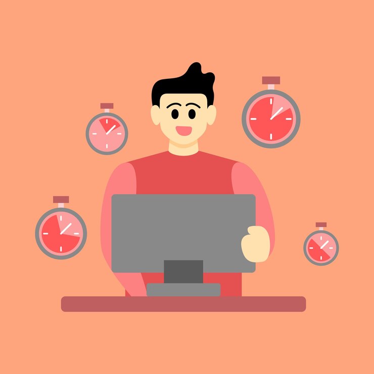 Vector waktu manajemen, pengaturan diri, pengendalian diri, target metafora produktivitas