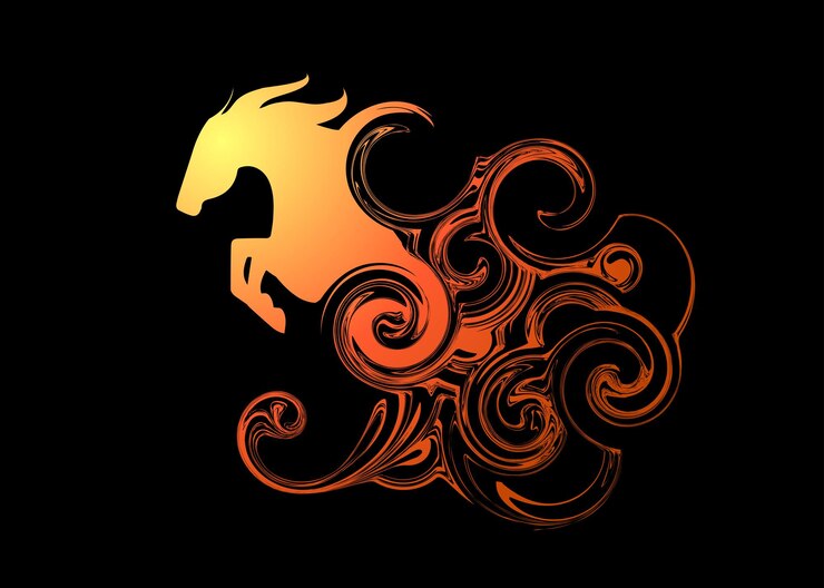 Vector wallpaper atau latar belakang lukisan siluet abstrak indah kuda jantan melompat