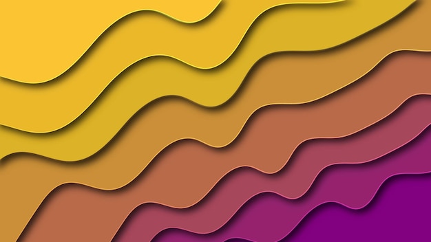 Wallpaper gradien bergelombang bentuk dinamis latar belakang abstrak minimalis gaya 3D Papercut