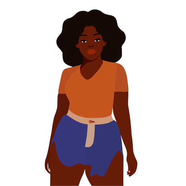 Wanita Afro kulit hitam dalam vektor gaya seni elegan