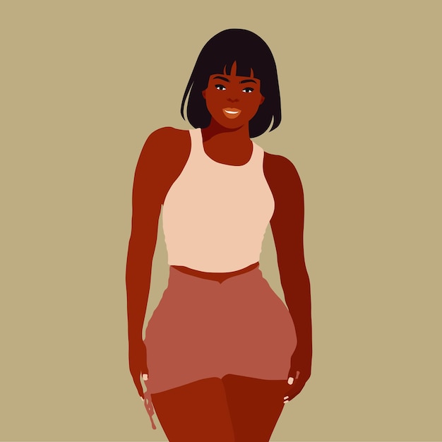 Wanita kulit hitam modern dalam vektor gaya seni elegan