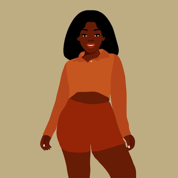 Wanita kulit hitam modern dalam vektor gaya seni elegan