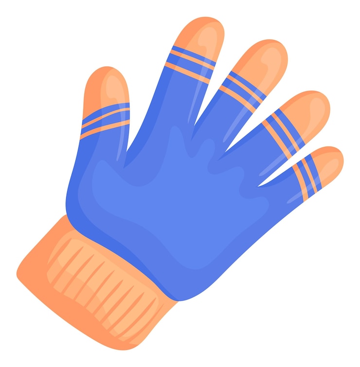 Vector warm winter glove cartoon frost hand protection isolated on white background