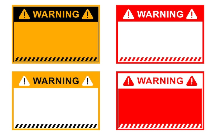 Warning frame images with strips Vector illustration