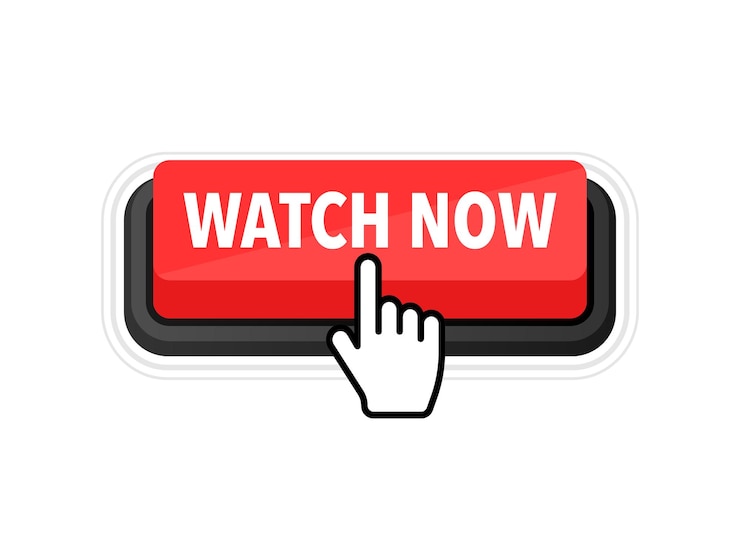 Vector watch now button with cursor pointer click vector web button
