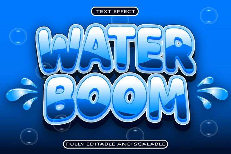 Water Boom Editable Text Effect 3 Dimension Modern Style