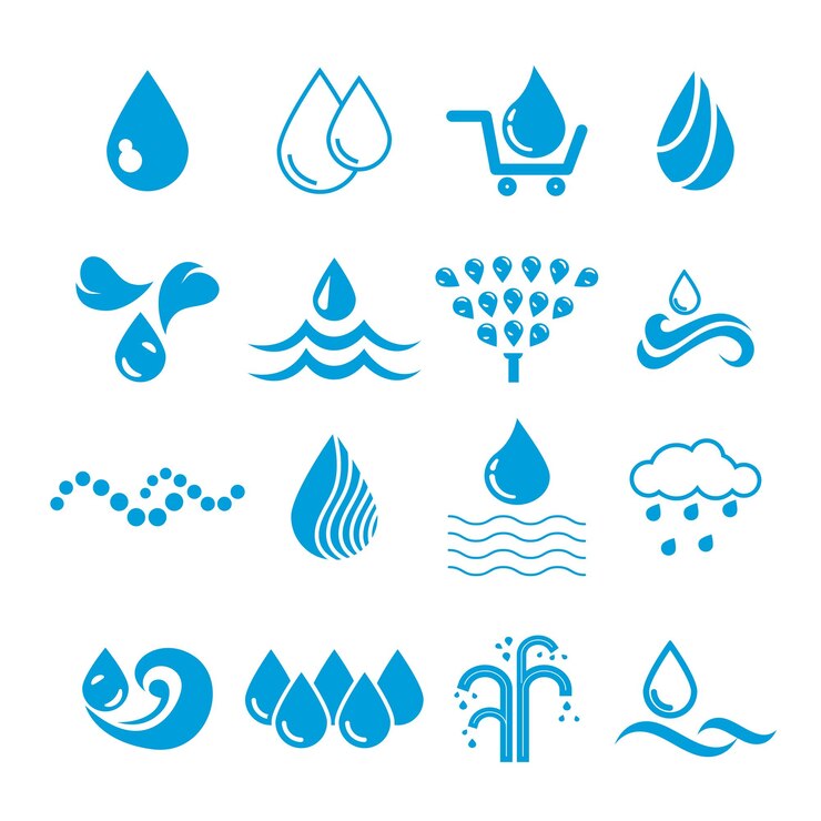 Water drop of water splash wave rain irrigation A set of water symbols