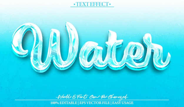 Water Vector Text Effect Editable Alphabet Blue Ocean Sea