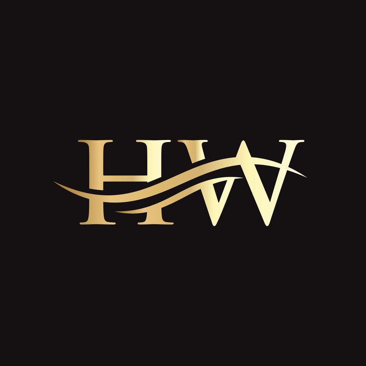 Vector water wave hw logo vector swoosh letter hw logo design for business and company identity
