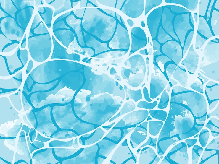 Vector watercolor blue water surface summer sea poster template sea waves abstract background