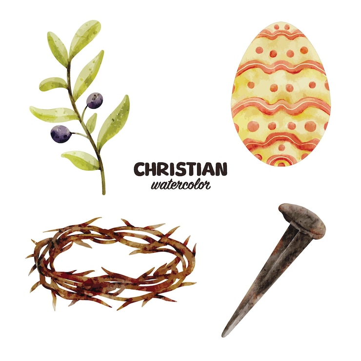 Vector watercolor christian ester element clip art