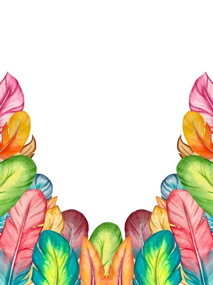Vector watercolor decoration with colourful feathers