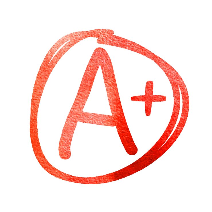 Vector watercolor grades with circles a mark pluses school education