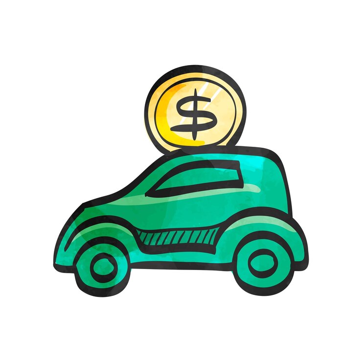 Vector watercolor style icon car piggybank